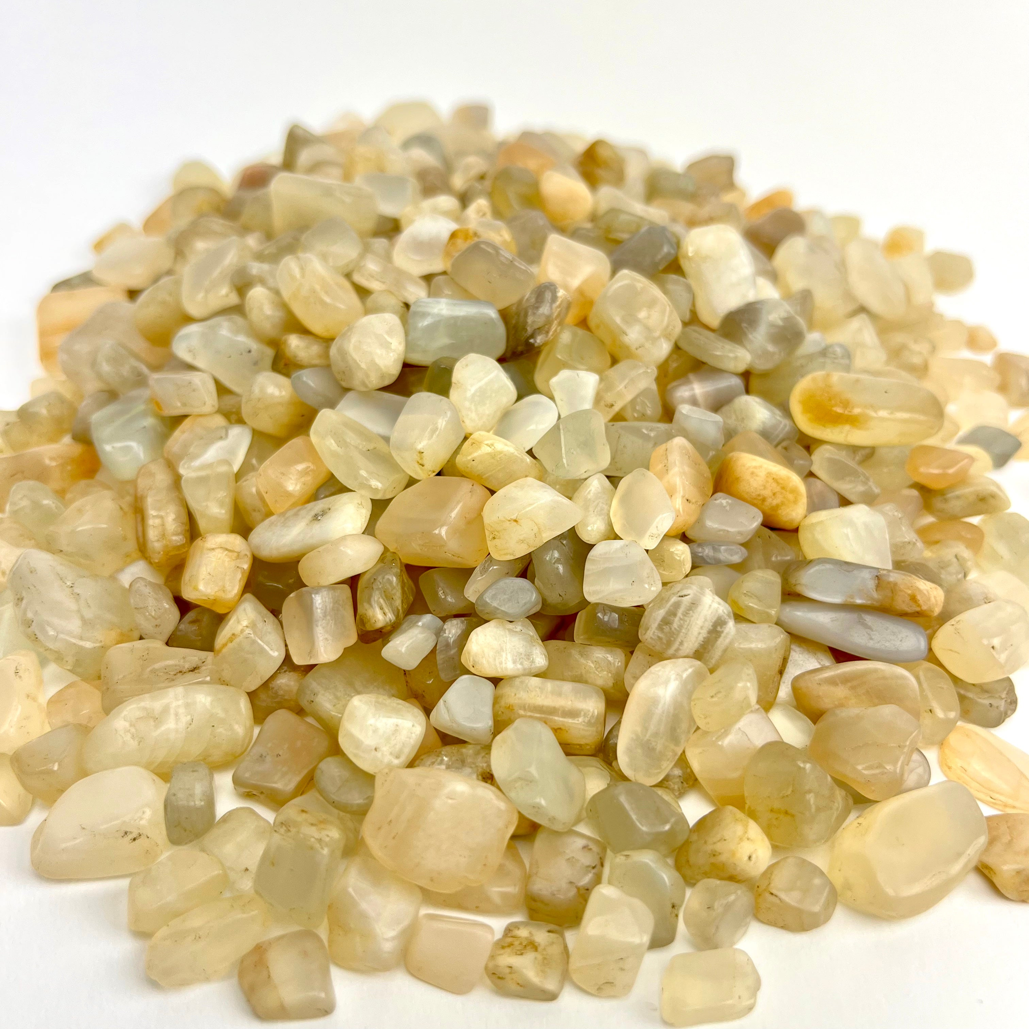 Moonstone | Tumbled Chips | 1 lb | 5-7mm | India Moonstone | Tumbled Chips | 1 lb | 5-7mm | India