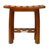 Oceanstar Solid Wood Spa Shower Bench with Storage Shelf, Teak Color Finish
